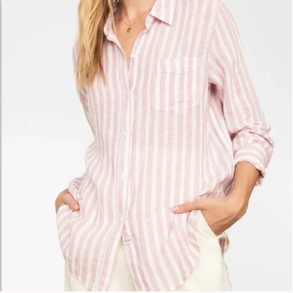 Rails pink stripe linen button up
